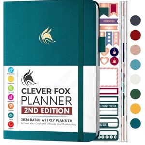 Clever Fox Teal Planner with Stickers